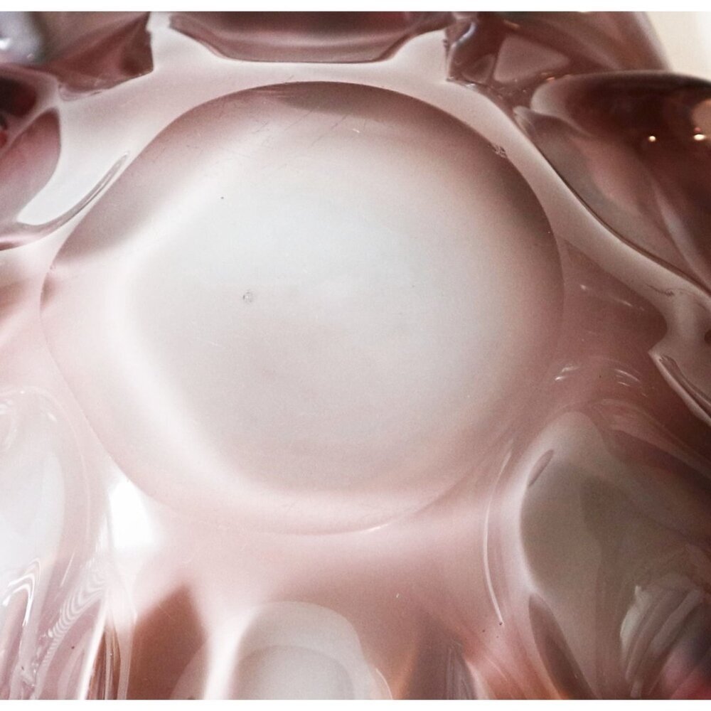 Vintage Murano Cased Glass Bowl Purple Green White Bowl  Mid Century Modern - Picture 6 of 7